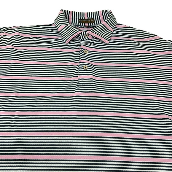 Peter Millar‎ Summer Comfort Men's Large Striped Short Sleeve Golf Polo Flaw - Picture 4 of 14